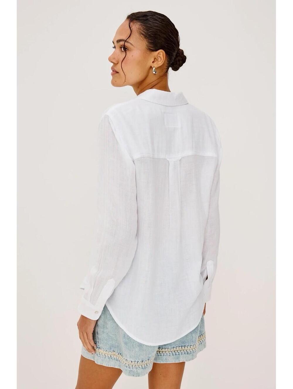 RAILS Women’s Ellis Button-Up Gauze Shirt in White-Size Medium - Picture 4 of 15